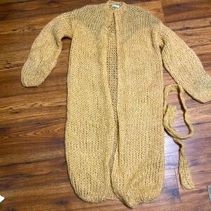 Maiami Mohair Slim Cardigan M/L in Light Camel with Gold Thread Highlights